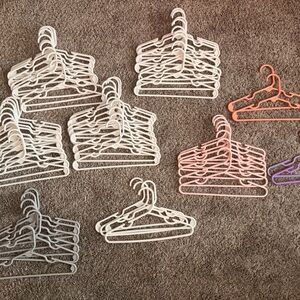 Mixed Plastic Clothing Hangers - White, Pink, Coral, Purple